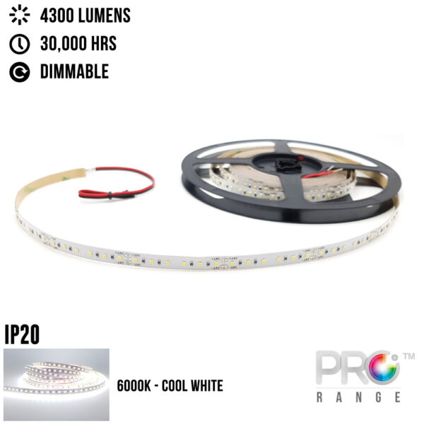 XE PRO 24V 5M Flexible LED Strip Lighting - 120LED/M 2216 SMD IP20 6000K