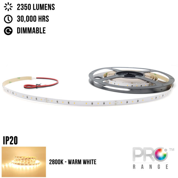 XE PRO 24V 5M Flexible LED Strip Lighting - 60LED/M 2216 SMD IP20 2800K