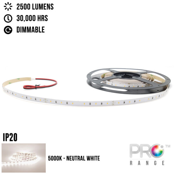 XE PRO 24V 5M Flexible LED Strip Lighting - 60LED/M 2216 SMD IP20 5000K