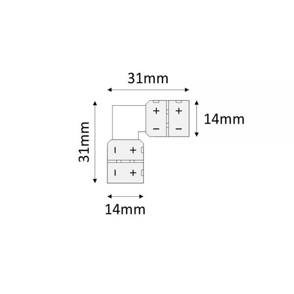90° Corner 10mm Connector for 2 Pin LED Strip