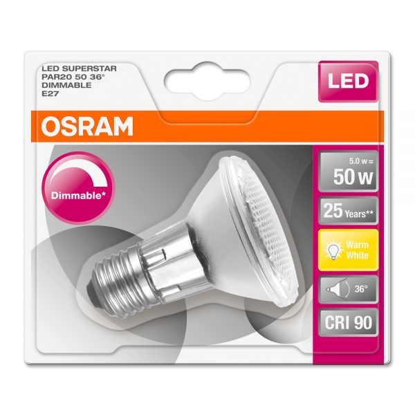 Osram Superstar LED PAR20 36° 2700K E27 5=50W