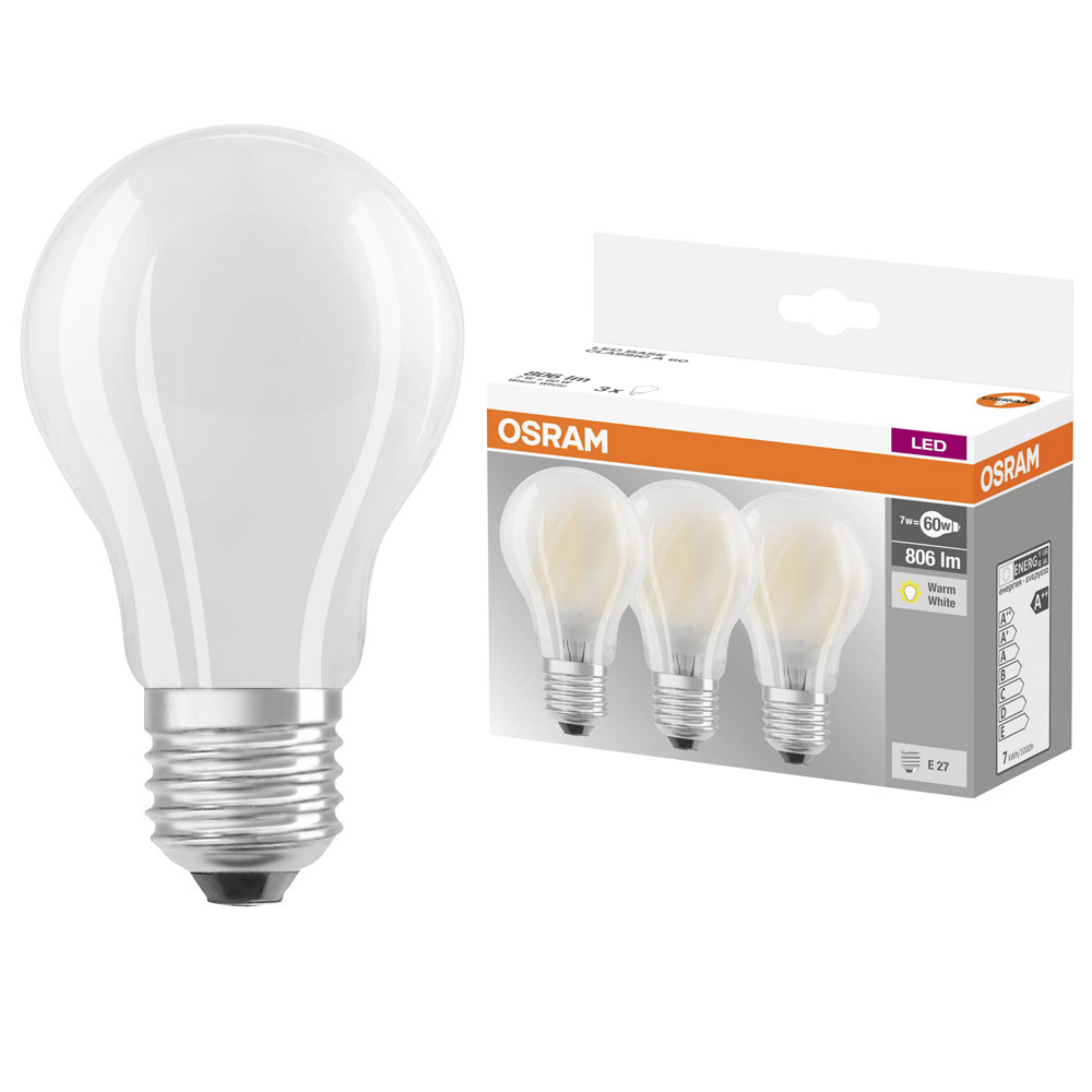 Osram Frosted LED GLS E27 7=60W (3PK)