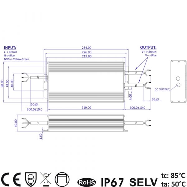 GLSV 320W, 24V Constant Voltage IP67 LED Driver