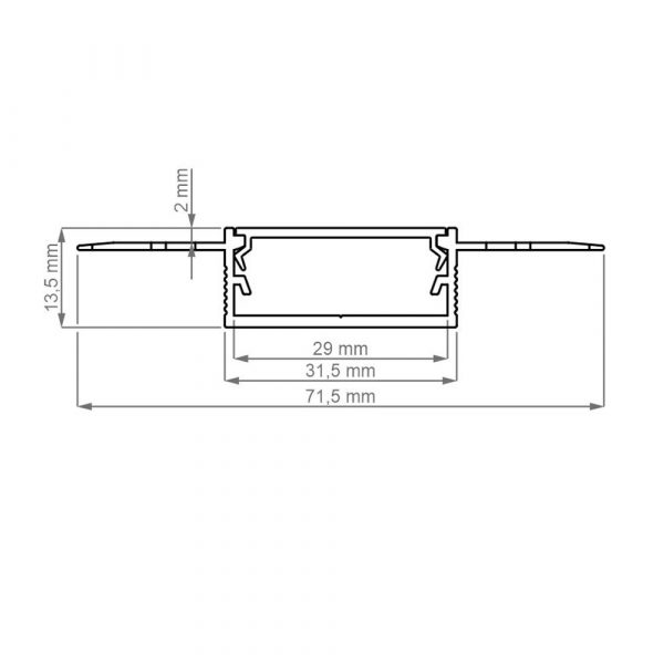 U-Line Plaster XL 180 Aluminium Profile Dimension