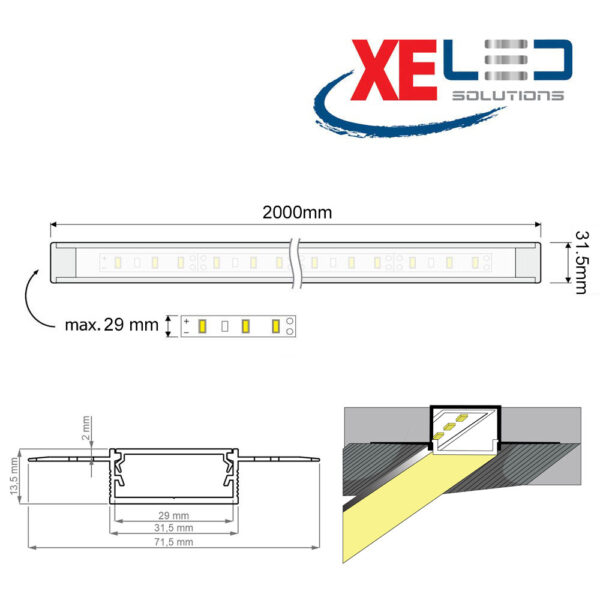 XL-U-LINE-180°-Plaster-In-Aluminium-Profile-Diagram