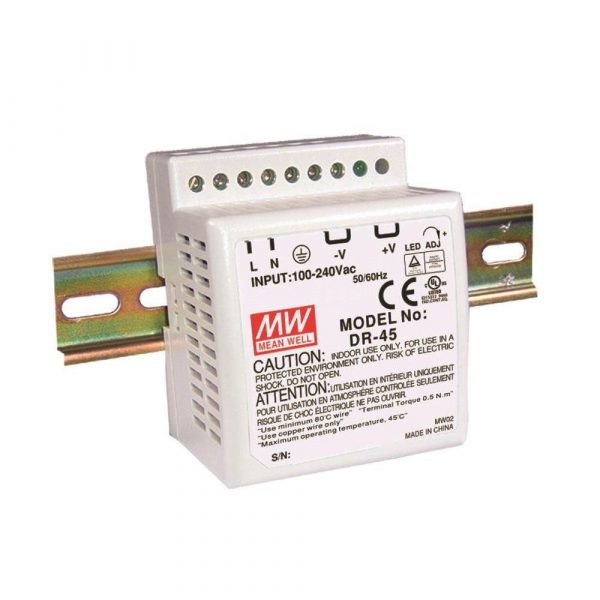Mean Well DR 45W DIN Rail Power Supply