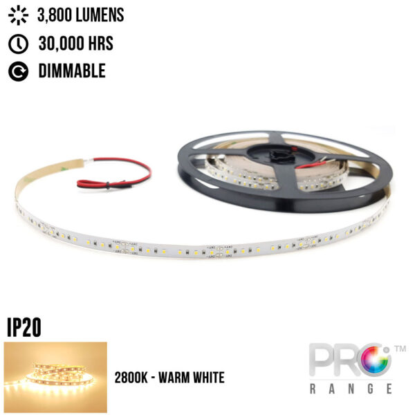XE PRO 24V 5M Flexible LED Strip Lighting - 120LED/M 2216 SMD IP20 2800K