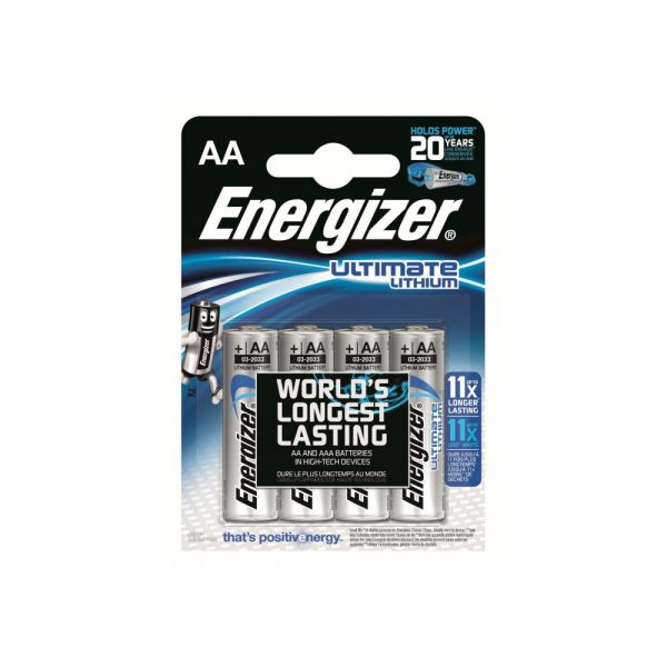 Energizer Ultimate Lithium AA Battery, 4 Pack