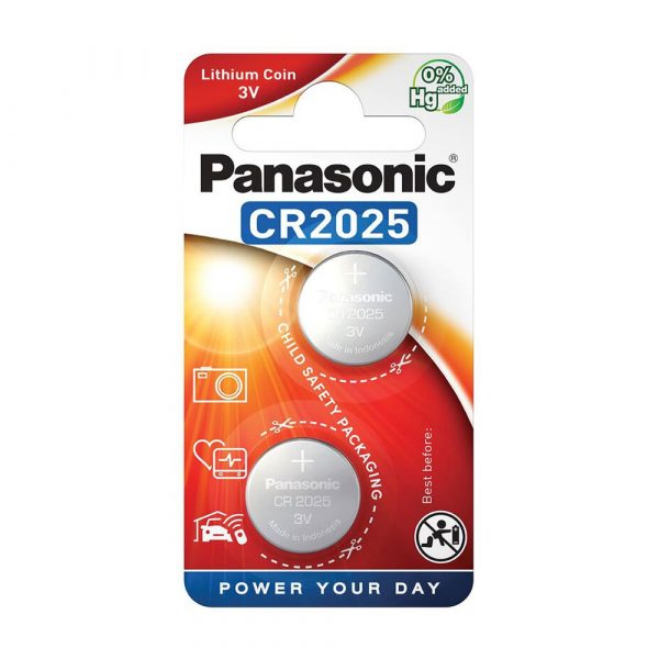 Panasonic Lithium CR2025 Coin 3V Battery, 2 Pack