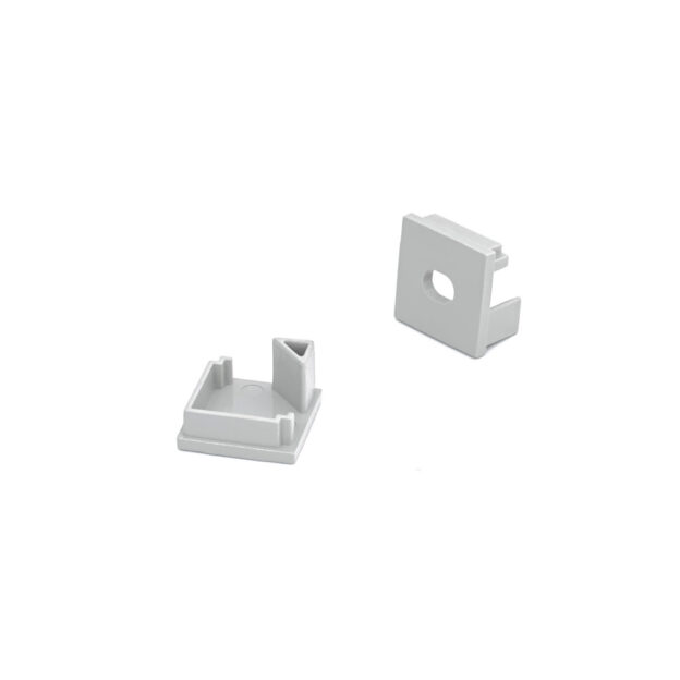Midi Corner D-Line Square Profile Grey End Caps, Set - Xpress Electrical