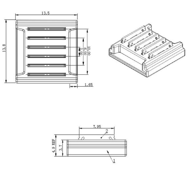 Mini Series Splice Strip to Strip Connector, 12mm 6 Pin Dimension