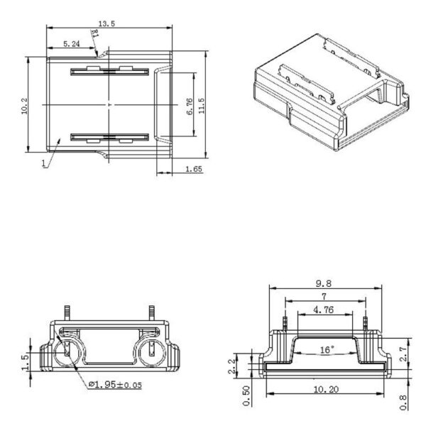 Mini-Series-Splice-Strip-to-Wire-Connector,-10mm-2-Pin Dimension