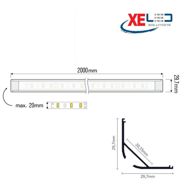 XL-Corner-D-Line-Aluminium-Profile-Dimension