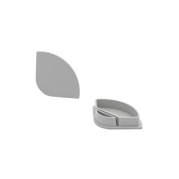 XL Corner D-Line Curved Profile Grey End Caps, Set