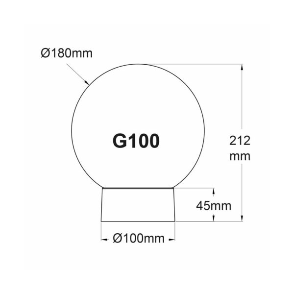 Source 100W Bathroom Glass Globe B22 Dimension