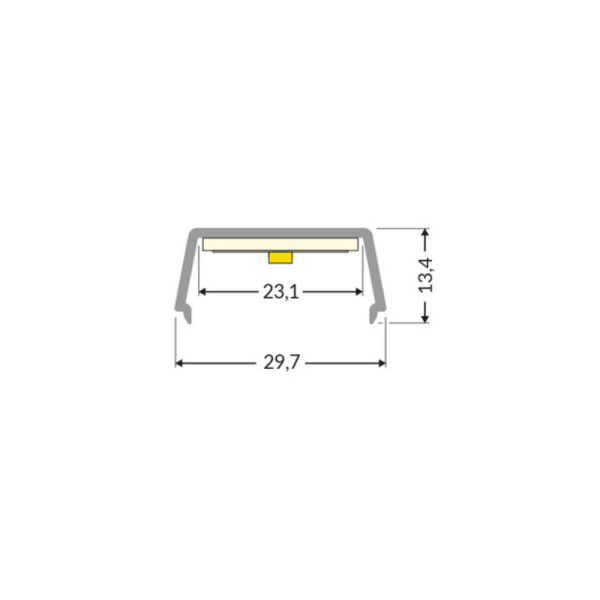 NAMI23 Aluminium Inset rail for LED Dimension