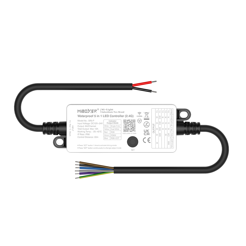 MIBOXER 5-in-1 Single_RGB_W_CCT IP66 LED Controller
