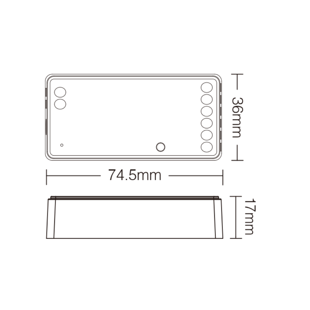 MIBOXER 5-in-1 Single_RGB_W_CCT WIFI LED Controller, Dimension