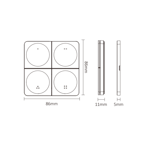 MIBOXER K4 Battery Dimming Remote Panel, Dimension