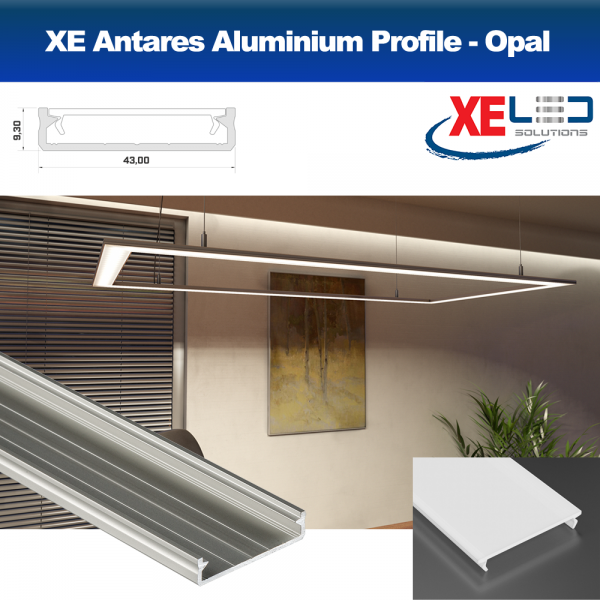 Antares Suspension Aluminium LED Profile with Opal Diffuser (2 Mtrs)