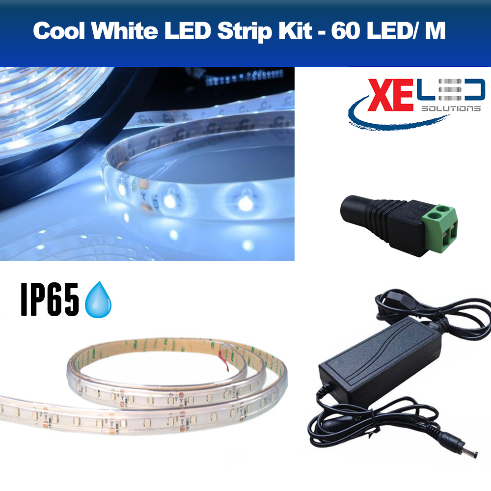 5 Meters Waterproof Cool White Flexible LED Strip Kit Package 3528 SMD 60 LED Meter Xpress