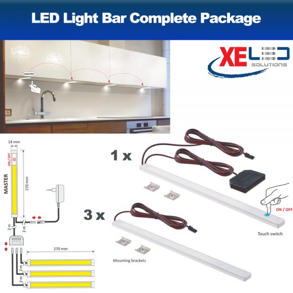 XE Mini U-Line 270mm LED Light Bar Package - Warm White Pack inc driver