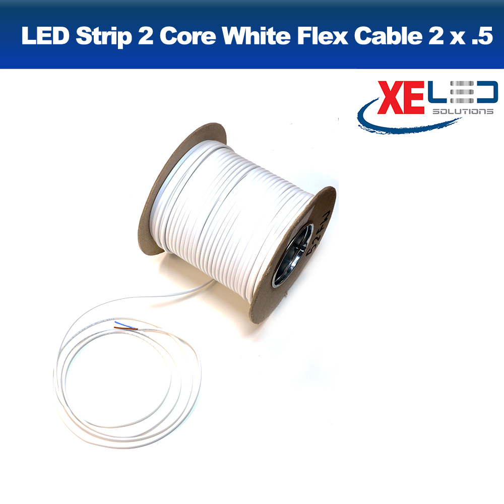 LED Strip 2 Core White Flex Cable 2 x 0.5sq Brown/Blue - Xpress Electrical
