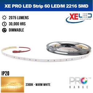 XE PRO 24V 5M Flexible LED Strip Lighting - 60LED/M 2216 SMD IP20 2300K