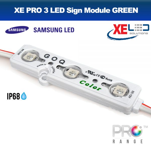 XE PRO Samsung 3 LED Sign Module IP68 12V Green